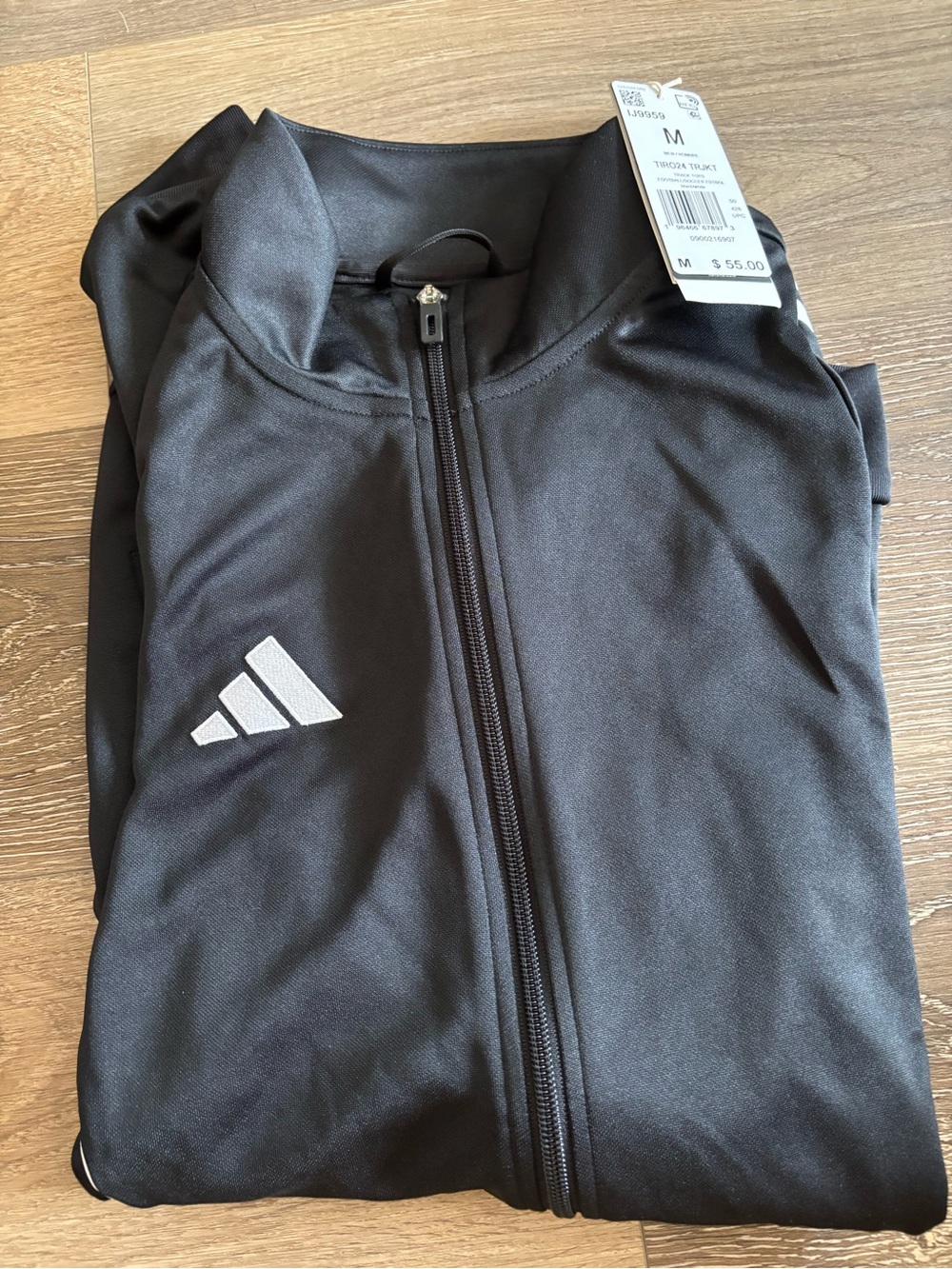 adidas Black Athletic Track Jacket with White Logo